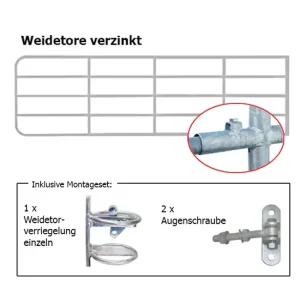 Verstellbares Weidetor verzinkt, 1,0–1,7 m, 110 cm Garantierte Lieferung