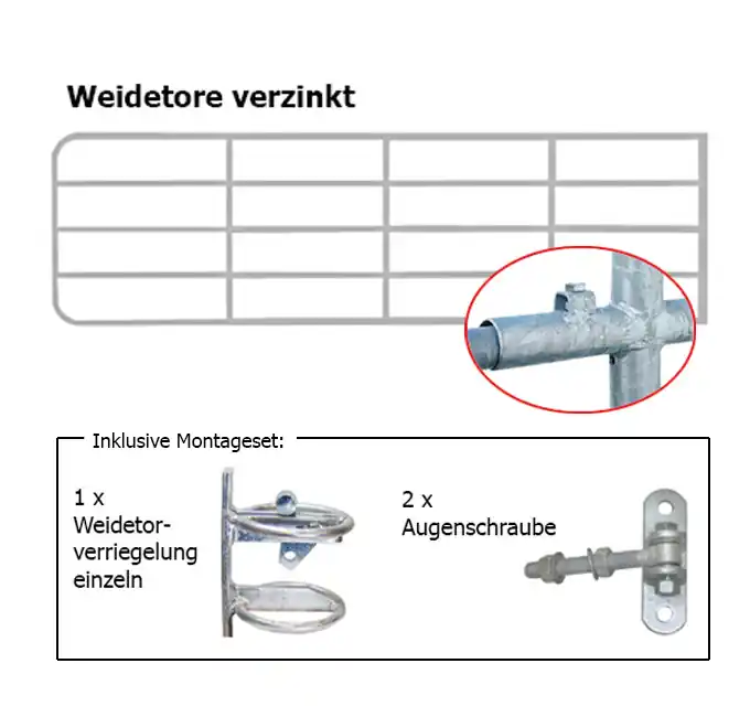 Verstellbares Weidetor verzinkt, 1,0–1,7 m, 110 cm Garantierte Lieferung