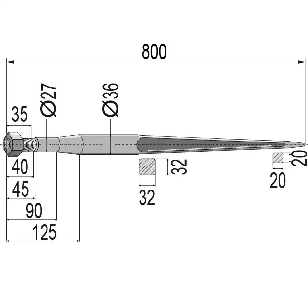 Frontladerzinken p. f. Stoll, 80 cm Meistverkauft