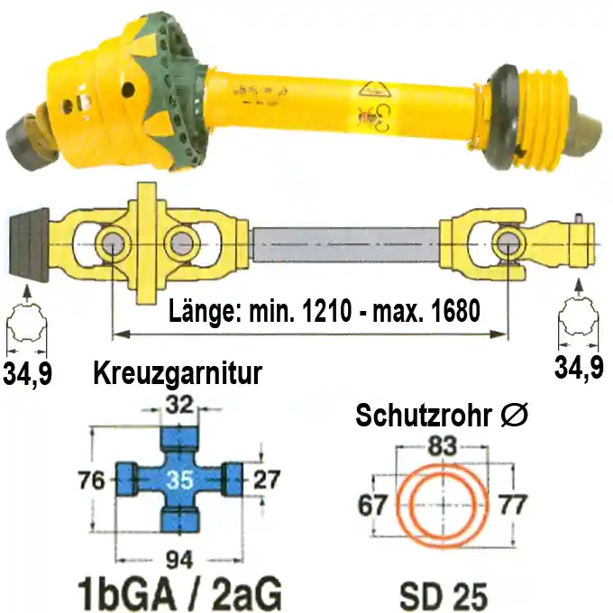 Weitwinkel-Gelenkwelle WWE 2480, Gabelweite 86 mm Abverkauf
