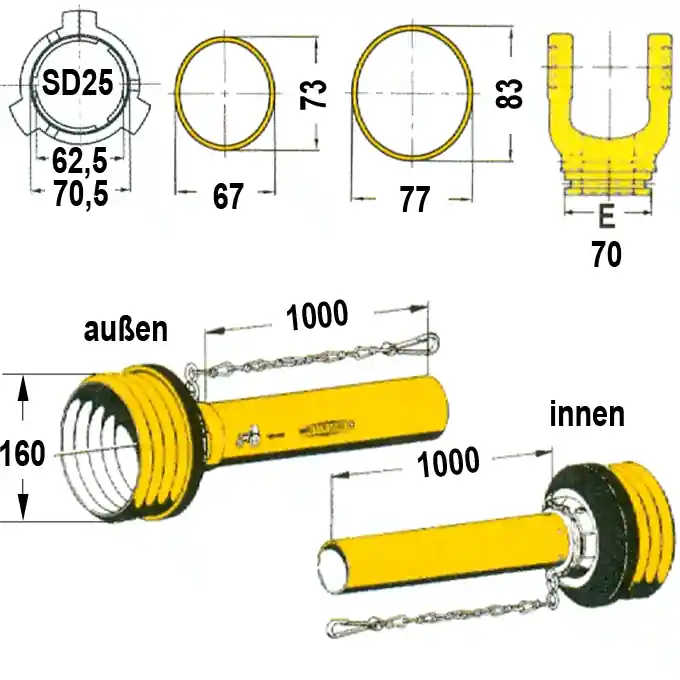 Gelenkwellenschutz komplett, "SD 25", 1000 mm Sale