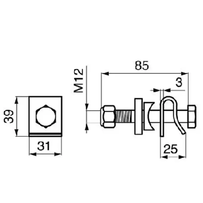 Beliebt Befestigung p. f. Krone, M12 x 85 mm