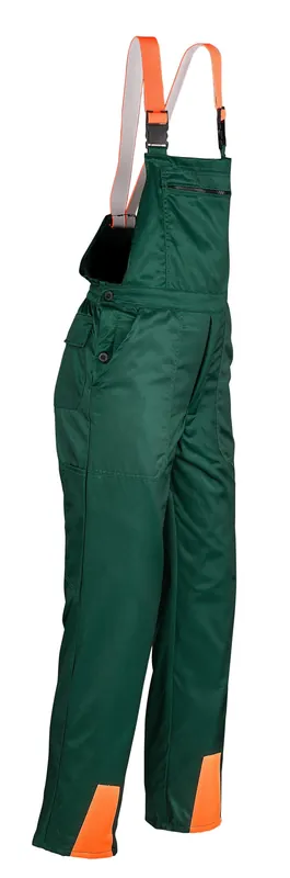 Geprüft Schnittschutz-Latzhose "Classic", Grün/Orange, Gr. 54