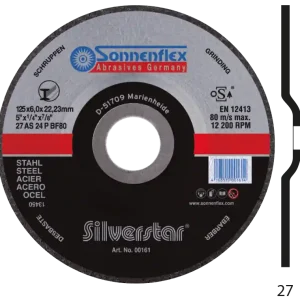 Neuheit Metall-Schruppscheibe "Silverstar AS 24P BF", 125 x 6 x 22 mm
