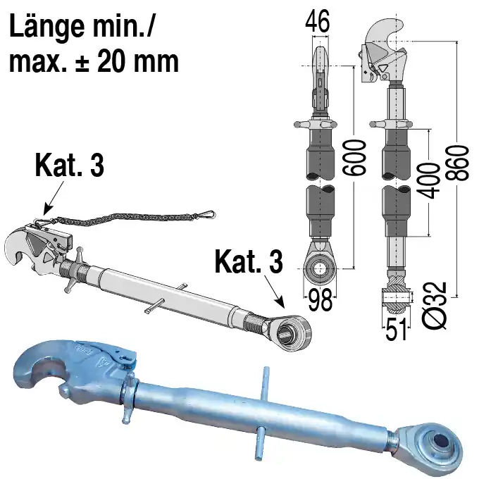 Oberlenker Kat. III Billig