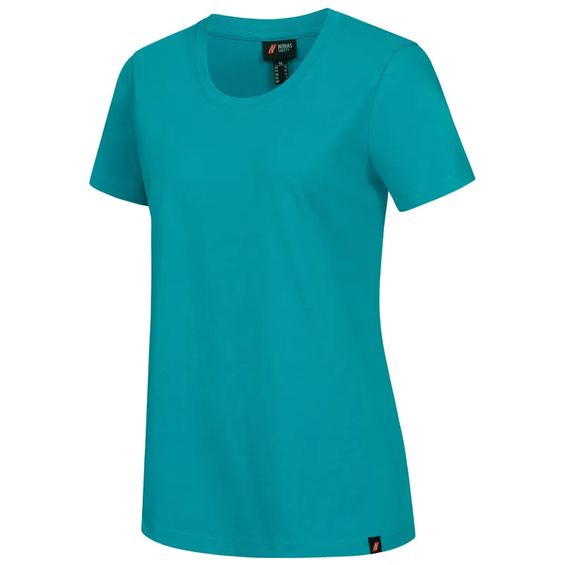 Damen T-Shirt mit Rundhals, Türkis, Gr. L Letzte Chance