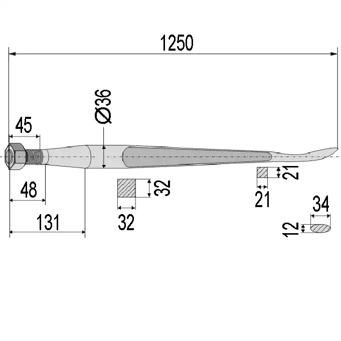 Frontlader-Löffelzinken p. f. Stoll, 125 cm Nur Heute