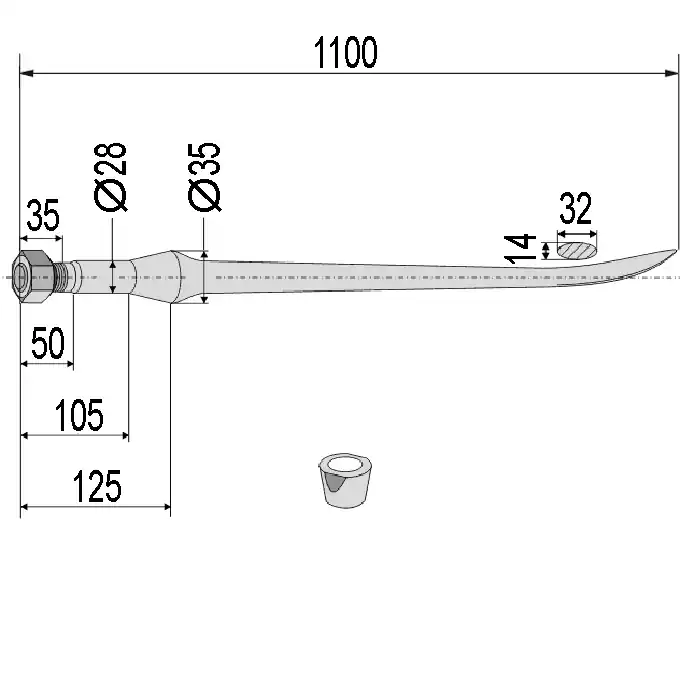 Frontlader-Löffelzinken p. f. Frost, 110 cm Echt
