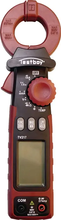 Leckstromzange TV 217 Messber.1µA – 150A(AC) Zangenöffnung 27mm TESTBOY Neu Im Sortiment