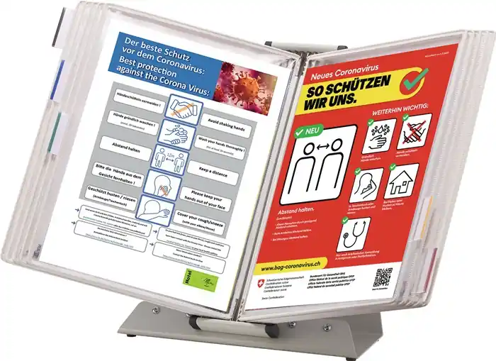 Tischständer PVC weiß 10 Sichttafeln A4 lackierter Metallständer TARIFOLD Neue Ware