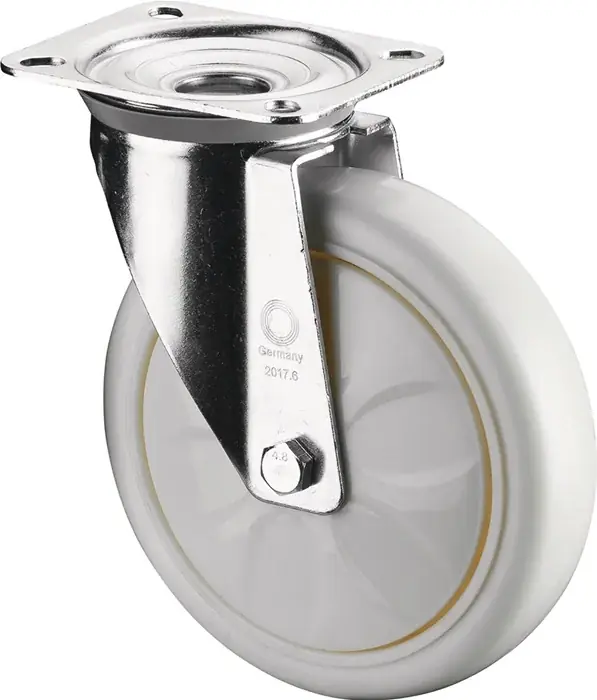 Lenkrolle D.125mm Trgf.450kg Ku.Platte L135xB110mm Farbe Rl.weiß BS ROLLEN Markenprodukt