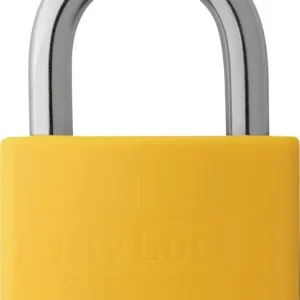 Preiswert Zylindervorhangschloss T65AL/40 gelb gl.Schlosskörper-B.43mm Alu.gl.