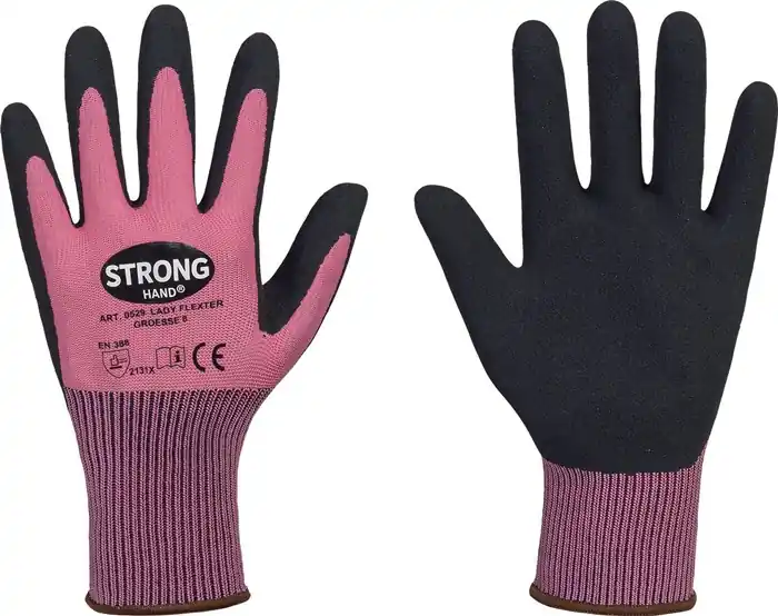 Nur Heute Handschuhe LADY FLEXTER Gr.6 pink/schwarz EN 420/EN 388 PSA II STRONGHAND VE: 12 Paare