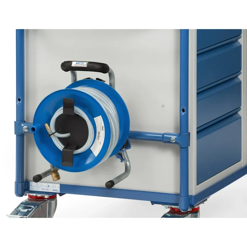 fetra Druckluftschlauchtrommel m.25m Schlauch-NW6 Anbausatz pulverbeschichtet blau RAL 5007 f.Tischwagen 1050 x 700 Angebot