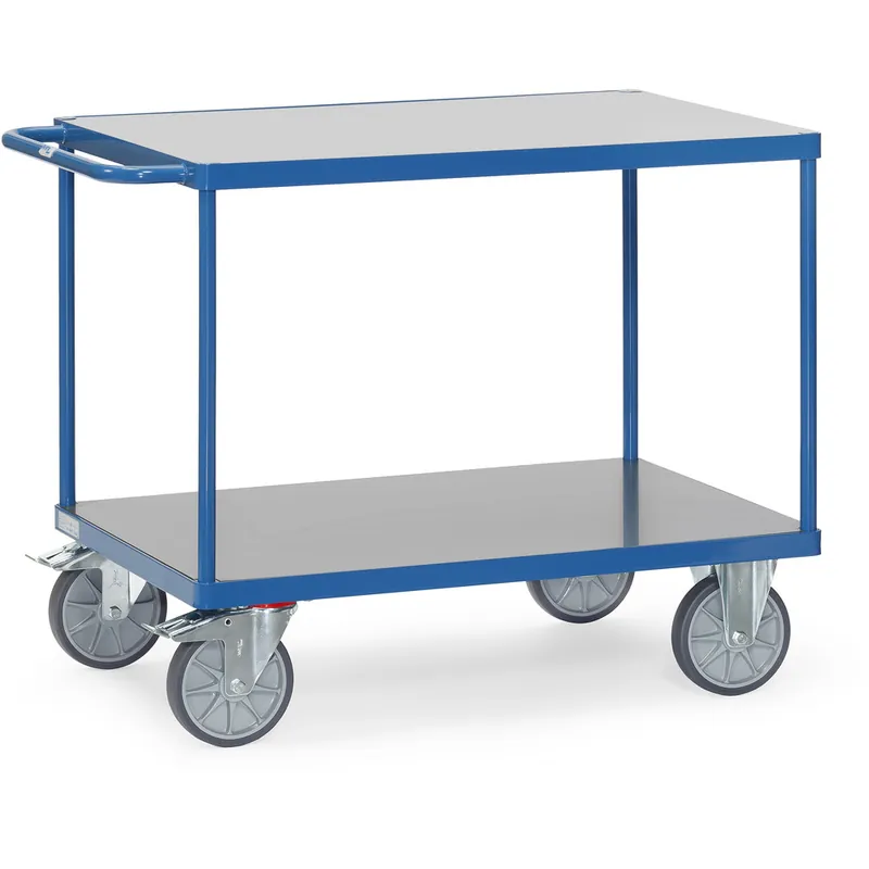 Super-Preis fetra Tischwagen Tragkraft 600kg pulverbeschichtet blau/RAL 5007 m.Hart-PVC-Plattform m.TPE-Bereifung