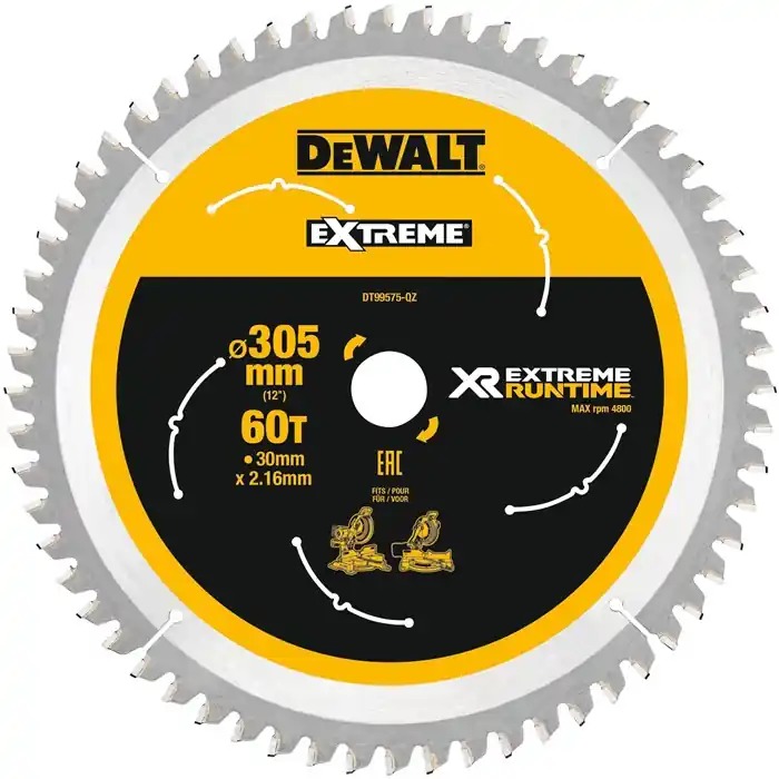 DeWalt Kreissägeblatt, DT99575, Außen-D.305mm Bohrung 30mm, Anz. Zähne 60WZ/FZ, Preis Gesenkt