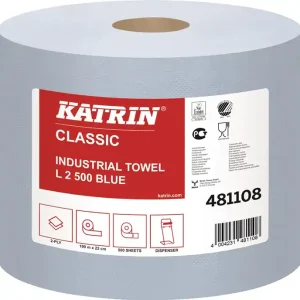 Aktuell Putztuchrolle Katrin Classic L 2 L.ca.360 mmxB.ca.220mm blau 2-lag.2 RL/VE ELOS VE: 2 Rollen