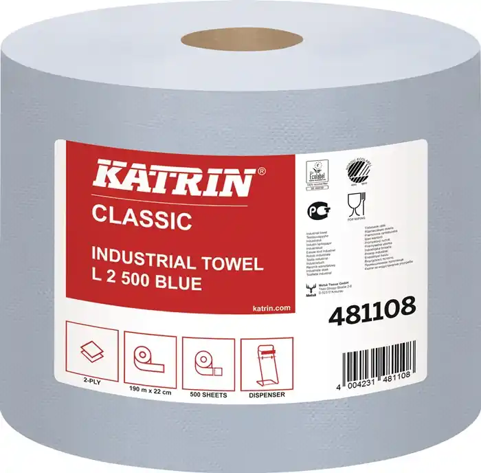 Aktuell Putztuchrolle Katrin Classic L 2 L.ca.360 mmxB.ca.220mm blau 2-lag.2 RL/VE ELOS VE: 2 Rollen