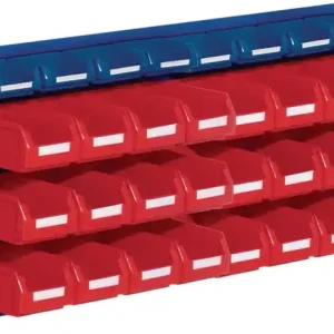 Expressversand Sichtlagerkastenset H450xB1000xT250mm Stahlblech/PE Ku.-beschichtung blau+rot