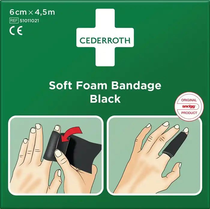 Geprüft Soft Foam Bandage selbsthaftend elastisch,schwarz Rl.6cmx4,5m CEDERROTH