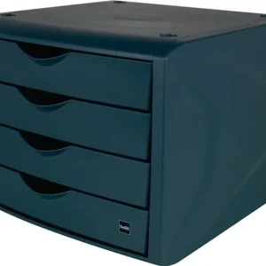 Schubladenbox m.Auszugssperre 4 Schubl.blau H215xB265xT332mm HELIT Must-Have