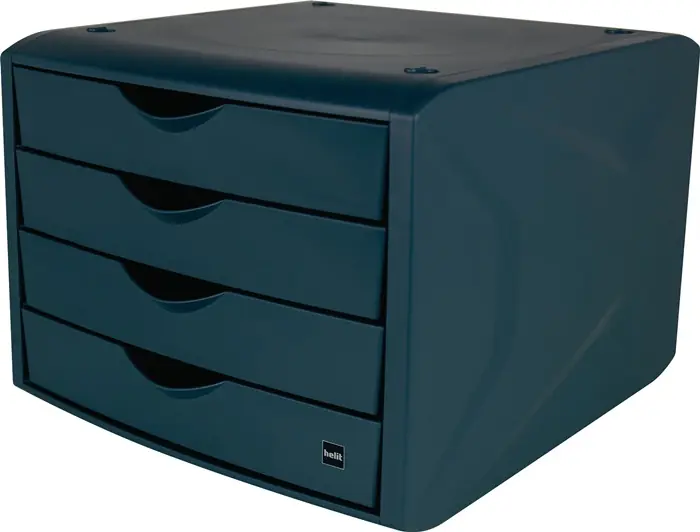Schubladenbox m.Auszugssperre 4 Schubl.blau H215xB265xT332mm HELIT Must-Have