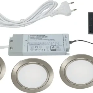 Einbauleuchtenset Chip 58 Neutralweiß 12 V 4 W Rahmenfarbe Edelstahloptik L&S Aktuell