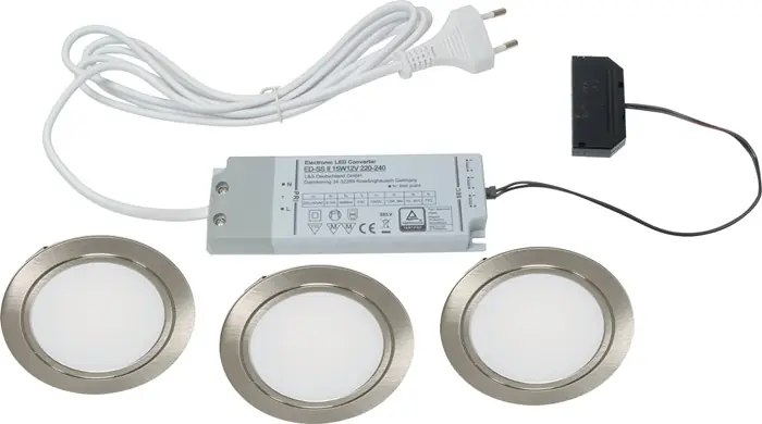 Einbauleuchtenset Chip 58 Neutralweiß 12 V 4 W Rahmenfarbe Edelstahloptik L&S Aktuell