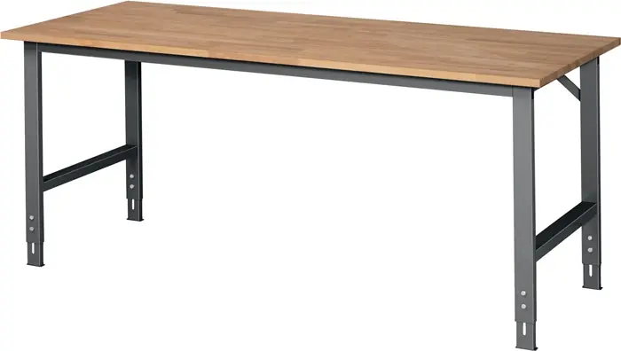 Werktisch Tom B2000xT800xH760-1080mm Arbeitsplatte Buche Gestell anthrazitgrau Preisknaller