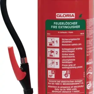 Zertifiziert Schaumfeuerlöscher 9l Aufladegerät Brandkl.43 A 183 B m.Wandh.GLORIA