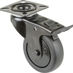 Neuheit Lenkrolle m.Festst.D.50mm Trgf.50kg m.Platte m.Festst.Gum.schwarz BS ROLLEN