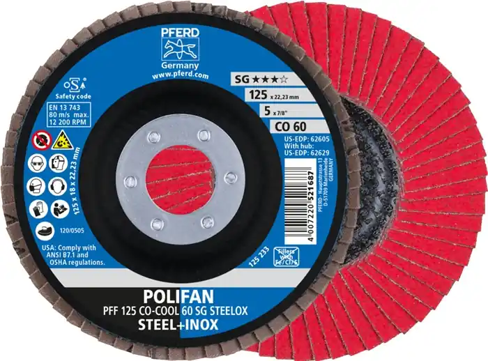 Fächerschleifscheibe POLIFAN D.125mm K.60 fl.STA Keramikkorn CO-COOL VE: 10 Stück Mega-Angebot