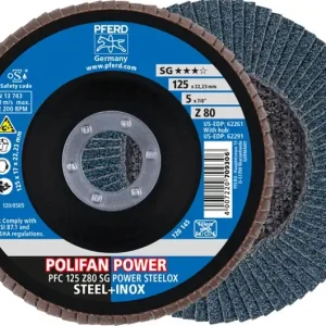 Sonderangebot Fächerscheibe POWER STEELOX D.125mm K.80 INOX ZK Z Ausf.kon.PFERD VE: 10 Stück