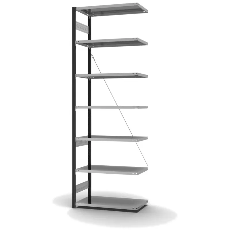 hofe Anbau-Fachbodenregal für Einseitige Nutzung - Stecksystem ORION PLUS - Fachlast 140 kg - H3000 B1000 T500 mm - Profile RAL7016 anthrazitgrau - Böden verzinkt Finale Aktion