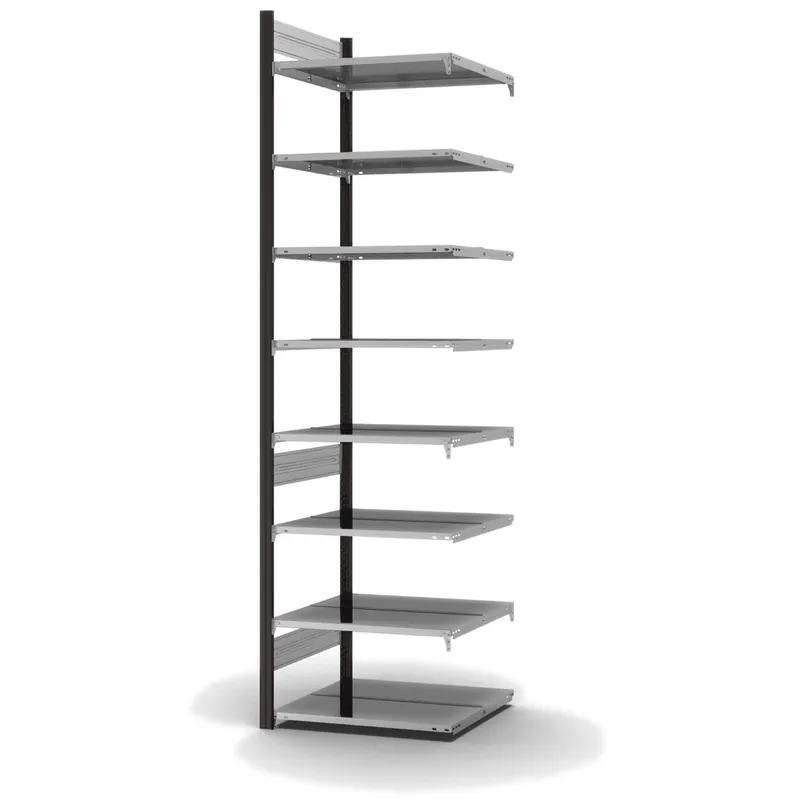 Bestpreis hofe Akten-Anbauregal für Zweiseitige Nutzung - Stecksystem ORION PLUS - 750x600mm 2700mm Profil anthrazitgrau RAL7016 + Boden verzinkt