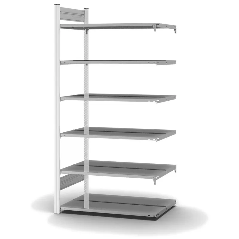 hofe Akten-Anbauregal für Zweiseitige Nutzung - Stecksystem ORION PLUS - 1000x600mm 2000mm Profil verkehrsweiß RAL9016 + Boden verzinkt Sale