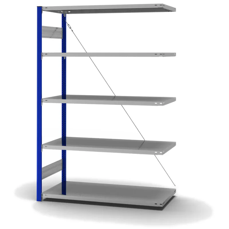 Schneller Versand hofe Anbau-Fachbodenregal für Einseitige Nutzung - Stecksystem ORION PLUS - Fachlast 190 kg - H2000 B1300 T600 mm - Profile RAL5010 enzianblau - Böden verzinkt
