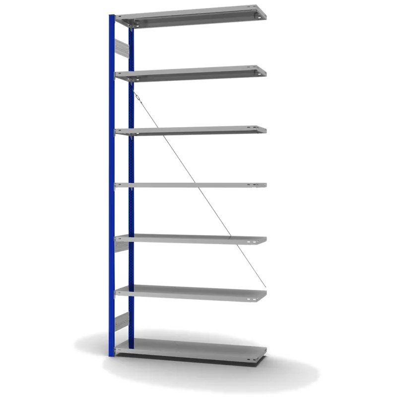 hofe Anbau-Fachbodenregal für Einseitige Nutzung - Stecksystem ORION PLUS - Fachlast 180 kg - H3000 B1300 T400 mm - Profile RAL5010 enzianblau - Böden verzinkt Bestseller