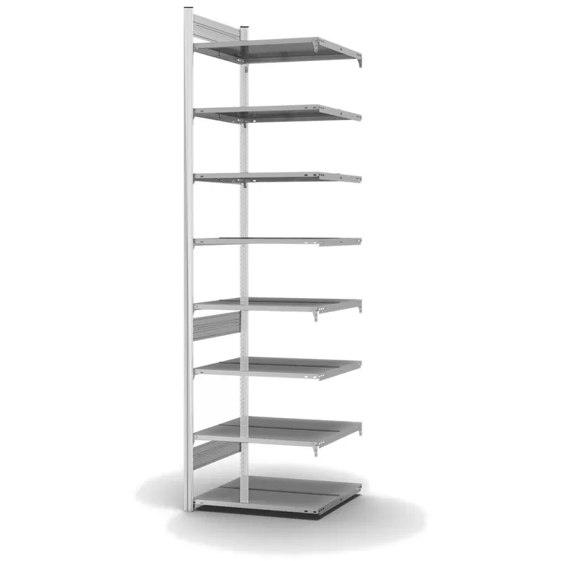 Sale hofe Akten-Anbauregal für Zweiseitige Nutzung - Stecksystem ORION PLUS - 750x600mm 2700mm Profil verkehrsweiß RAL9016 + Boden verzinkt
