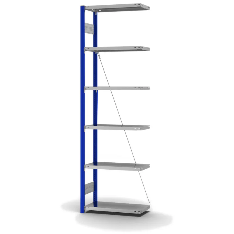 Sichere Zahlung hofe Anbau-Fachbodenregal für Einseitige Nutzung - Stecksystem ORION PLUS - Fachlast 150 kg - H2500 B750 T300 mm - Profile RAL5010 enzianblau - Böden verzinkt