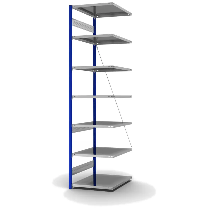 hofe Anbau-Fachbodenregal für Einseitige Nutzung - Stecksystem ORION PLUS - Fachlast 130 kg - H3000 B750 T800 mm - Profile RAL5010 enzianblau - Böden verzinkt Beliebt