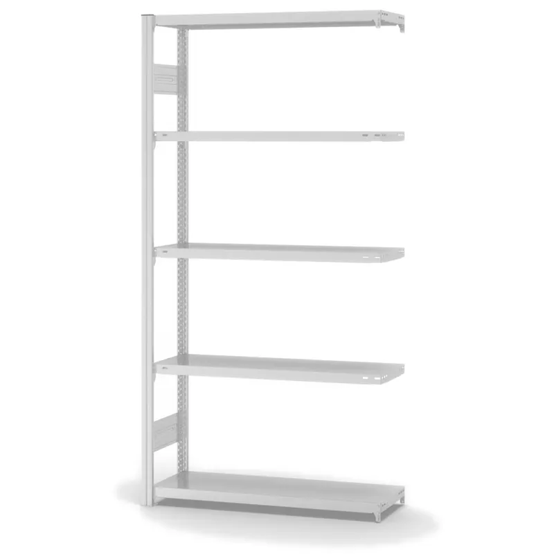 Bestpreis hofe Anbau-Fachbodenregal für Beidseitige Nutzung - Stecksystem ORION PLUS - Fachlast 150 kg - H2000 B1000 T300 mm - RAL7035 Lichtgrau