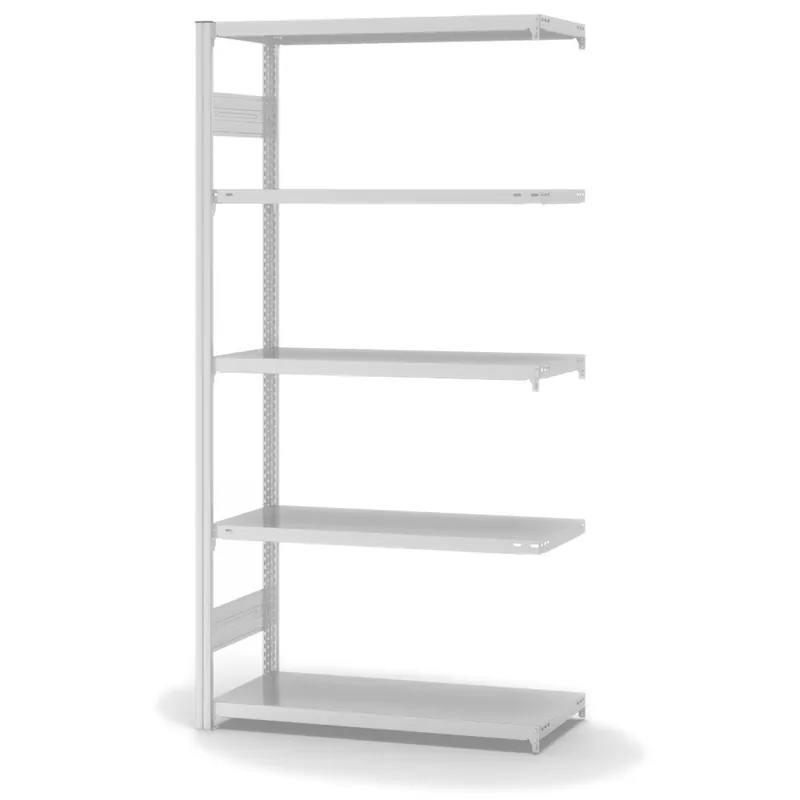 hofe Anbau-Fachbodenregal für Beidseitige Nutzung - Stecksystem ORION PLUS - Fachlast 225 kg - H2000 B1000 T400 mm - RAL7035 Lichtgrau Top-Seller