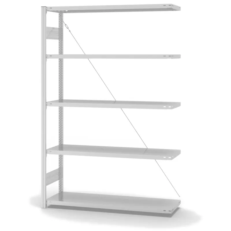 Direktkauf hofe Anbau-Fachbodenregal für Einseitige Nutzung - Stecksystem ORION PLUS - Fachlast 180 kg - H2000 B1300 T400 mm - RAL7035 Lichtgrau