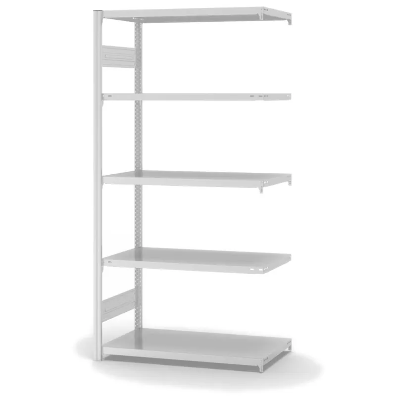 Super-Preis hofe Anbau-Fachbodenregal für Beidseitige Nutzung - Stecksystem ORION PLUS - Fachlast 230 kg - H2000 B1000 T500 mm - RAL7035 Lichtgrau