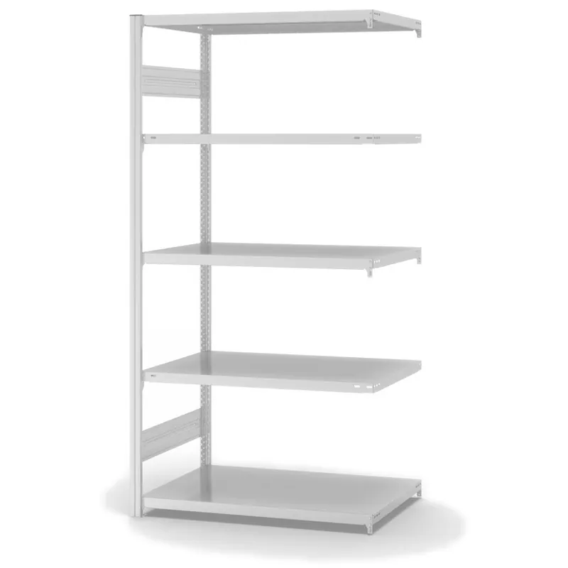 Must-Have hofe Anbau-Fachbodenregal für Beidseitige Nutzung - Stecksystem ORION PLUS - Fachlast 240 kg - H2000 B1000 T600 mm - RAL7035 Lichtgrau