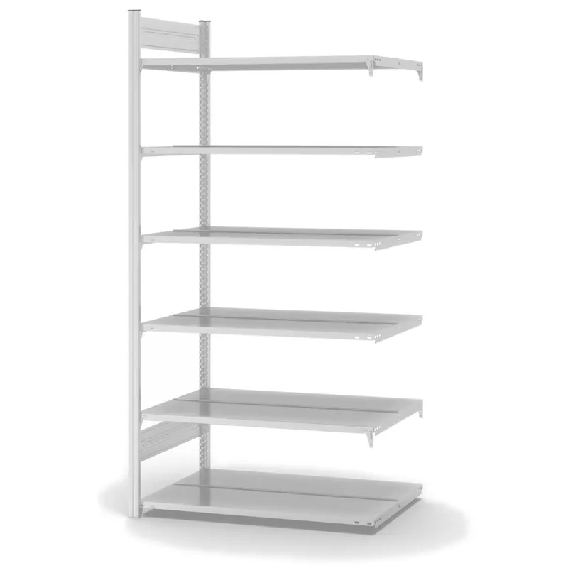 hofe Akten-Anbauregal für Zweiseitige Nutzung - Stecksystem ORION PLUS - 1000x600mm 2000mm Profil+Boden lichtgrau RAL7035 Direktkauf