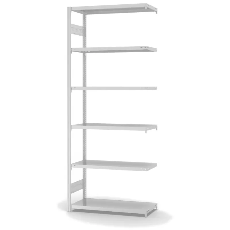 Saisonangebot hofe Anbau-Fachbodenregal für Beidseitige Nutzung - Stecksystem ORION PLUS - Fachlast 145 kg - H2500 B1000 T400 mm - RAL7035 Lichtgrau