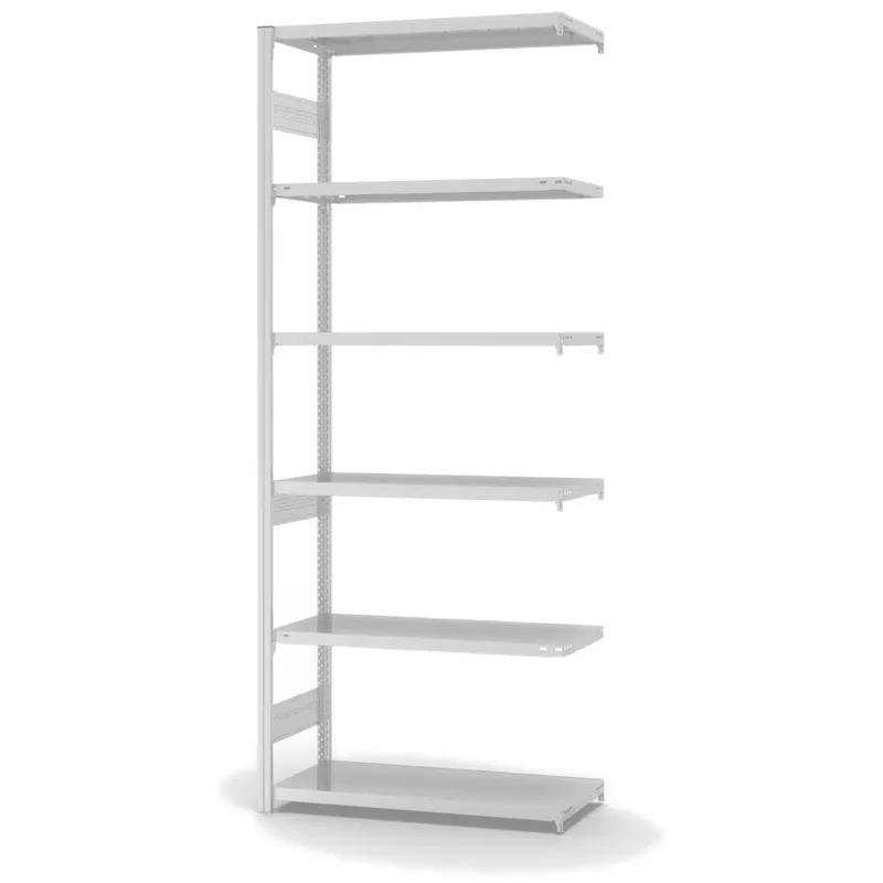 Schneller Versand hofe Anbau-Fachbodenregal für Beidseitige Nutzung - Stecksystem ORION PLUS - Fachlast 315 kg - H2500 B1000 T400 mm - RAL7035 Lichtgrau
