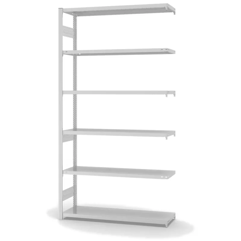 Neuheit hofe Anbau-Fachbodenregal für Beidseitige Nutzung - Stecksystem ORION PLUS - Fachlast 315 kg - H2500 B1300 T400 mm - RAL7035 Lichtgrau